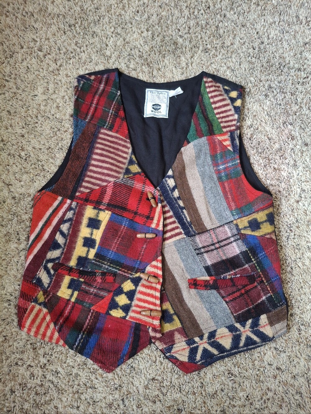 FIBER OPTICS Patchwork Wool Vest